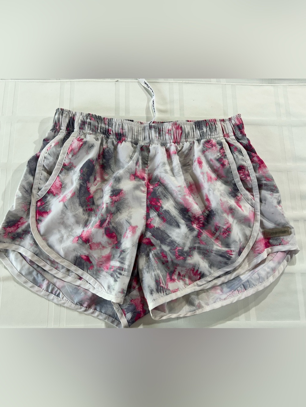 Calvin Klein Pink, Gray and White Tie-Dye Athletic Shorts